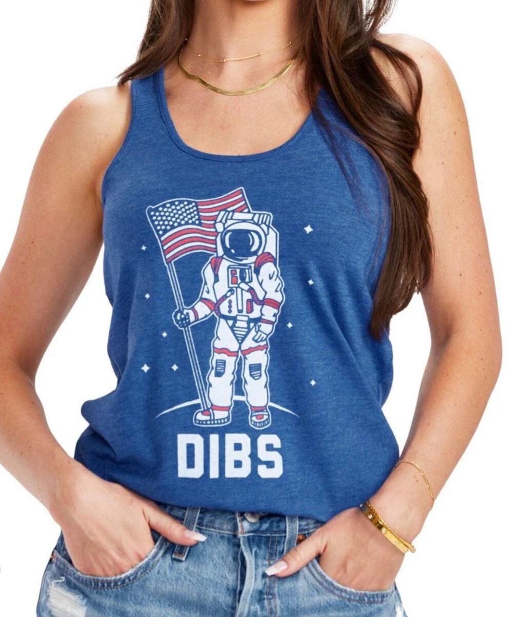Tipsy Elves XXL Patriotic Americana Astronaut Dibs Tank Top Beach Summer Blue